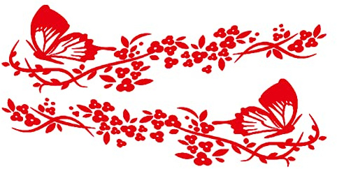 Blumenranke Autoaufkleber, 1 Paar Schmetterling Blumen Motorhaube Aufkleber Auto Aufkleber für Karosserie Stoßstange Heckscheibe Tuningsticker Tattoo Auto Ranke Aufkleber für Autos SUV LKW-30cmx11cm