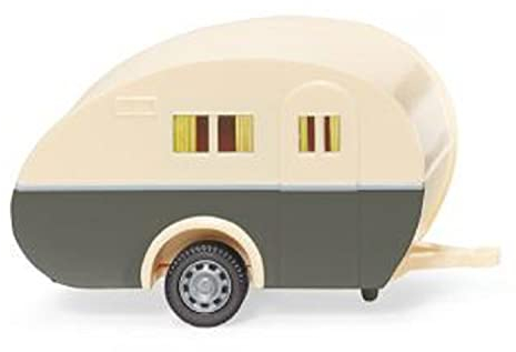 Wiking 005401 Wohnwagen, Elfenbein/quarzgrau, Miniaturmodell Spur H0 1:87, Kein Spielzeug