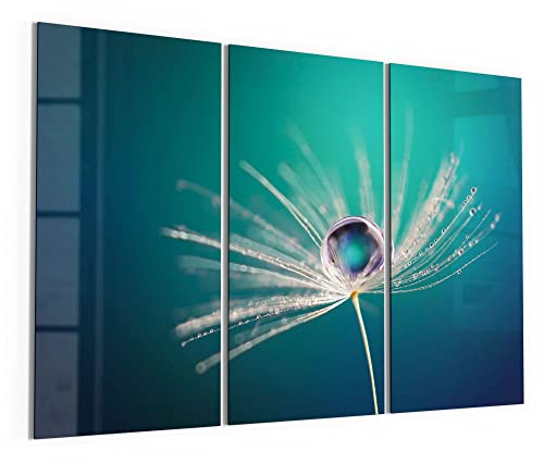 DEQORI Glasbilder Acrylglas | Motiv Inszenierte Wasserperle | horizontal 3-teilig 150x100 cm | große XXL Deko | Wandbilder für Wohnzimmer, Schlafzimmer, Flur & Küche | moderne Wanddeko