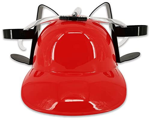 Pohotobooth Props Ltd Drinking Helmet Pop Soda Hat Hand-Free Can Holder With Straw (Red)