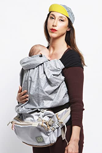 CaravanBAG + sa Couverture - Warm Silver | Petit sac à langer grande capacité - Porte-bébé ceinture hanche - Attache porte-bébé et poussette - Multifonction 6 positions - Couverture de portage