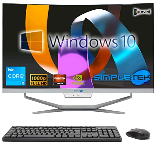SIMPLETEK - All in One i3 10° Gen AiO 24 Windows 10 Pro 64GB SSD 4TB mit GPU GTX1660 6GB WiFi6 + BT 5.2 + Webcam | Ideal zum Bearbeiten / Gaming