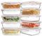 HOMBERKING 10 Pack 22oz Glass Meal Prep Containers, Glass Food Storage Containers with Lids, Airtight Glass Lunch Bento Boxes, BPA-Free & Leak Proof (10 lids & 10 Containers) - Pink