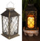 LUMILED Solarlaterne Außen Solar Laternen Draußen LED Glas Laterne Solarleuchte Kerze Flammeneffekte Kerzenlaterne IP44 Vintage Patina Hängend Dekorative Außenleuchte Gartenlampe 1 Stück