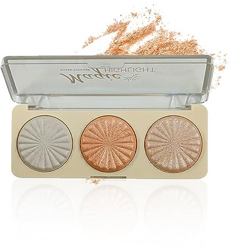 Trucco illuminante in polvere, fard per guance make up 3 colori glitter, palette di trucco versatile scintillante, palette di trucco abbronzante a lunga durata, palette di contouring e fard, polvere