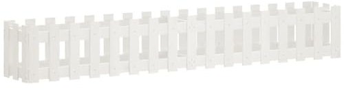 vidaXL Hochbeet, Pflanzkasten mit Lattenzaun-Design, Frühbeet Pflanzbeet für Garten Terrasse, Gemüsebeet Blumenkasten, Weiß 200x30x30 cm Massivholz Kiefer