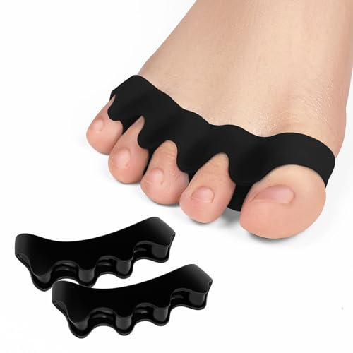 Promifun Toe Separators, 8 Pack Bunion Corrector for Women & Men, Toe Spacers, Foot Alignment - Dividers to Correct Bunions, Hammertoes, Relief Restore Feet - Black