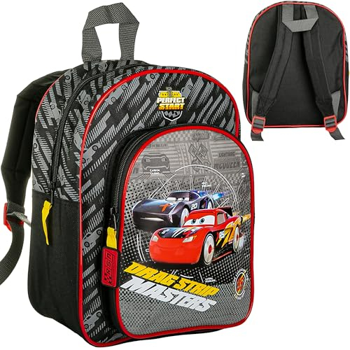 alles-meine.de GmbH Kinder Rucksack - Cars - Auto - Lightning McQueen - Tasche - wasserfest & beschichtet - Kinderrucksack - 2 Fächer - groß Kind - Jungen Mädchen - Kindergartent..