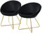 ML-Design Esszimmerstühle 2er Set Samt, Schwarz, Wohnzimmerstuhl mit runder Rückenlehne, Polsterstuhl mit goldene Metallbeine, Ergonomische Esstisch Sessel, Küchenstuhl Schalenstuhl Schminktisch Stuhl