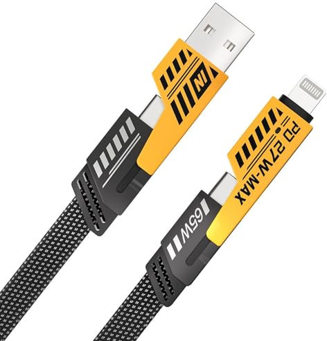4-IN-1 Light-ning to USB C 27W,Type C to C 65W/ USB A 3.0 to Light-ning/USB-C Charger Cable Fast Charging & Data Braided Convertible Cord For AllI-Phone series/iPad/MacBook Pro,Samsung S24,Pixel