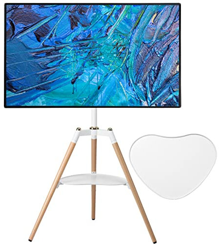 ETHU Easel TV Stand, Universal 32-65'' Solid Tripod TV Stand for LED LCD OLED Plat & Curved Screen, Height Adjustable TV Display Stand with 140° Swivel, Max VESA 600x400mm