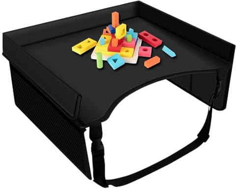 Plateau De Voyage Pour Enfant Voiture, Table De Plateau De Siège D'auto, Plateau De Voiture Pliable Pour Enfant Avec Poche Et Bandoulière Réglable, Pour Les Activités De Voyage Pour Enfant, 40x32x20CM