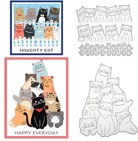 ORIGACH 4 Stück Stanzschablonen Katze Metall-Stanzformen für Karten Basteln Scrapbooking Fotoalbum Handgefertigtes Geschenk