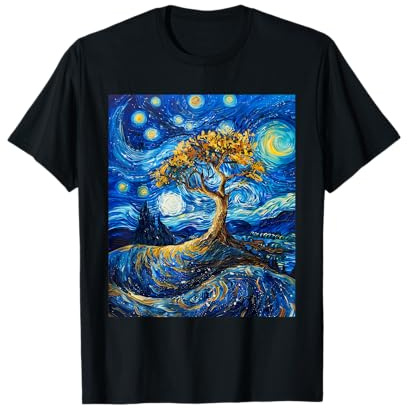 Yggdrasil Arbre De Vie Style Van Gogh Nuit Étoilée T-Shirt