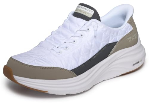 Skechers Herren Contour Foam Cozy Fit Hands Free Slip In Sneaker, Weiß/Taupe, 9.5 Wide