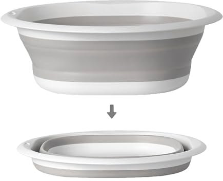 Collapsible Washing Up Bowl, Portable Wash Basin Silicone Plastic Basket Multipurpose Outdoor Travel Basin Camping Sink, Space Saving Folding Washtub (2.5L)