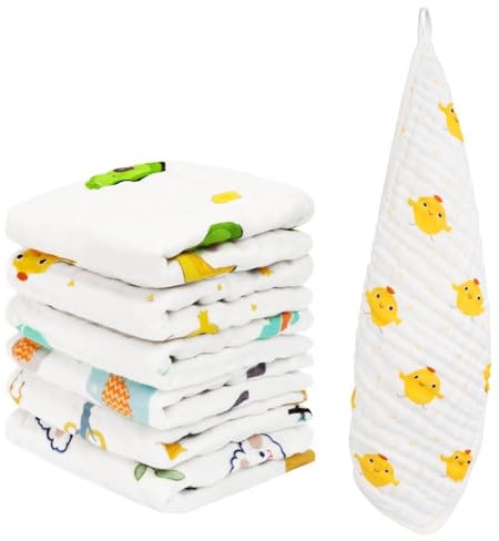 Seaforie Spucktücher Baby, 6er Pack Mulltücher aus 100% Baumwolle, 50x25 cm Musselin Tuch Mullwindeln Weich/Atmungsaktiv/Saugfähig