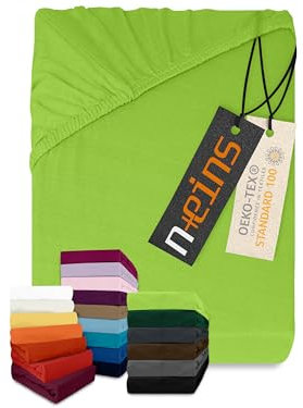 npluseins klassisches Jersey Spannbetttuch - vielen Farben + Größen - 100% Baumwolle 159.192, 80-90 x 190 cm, apfelgrün