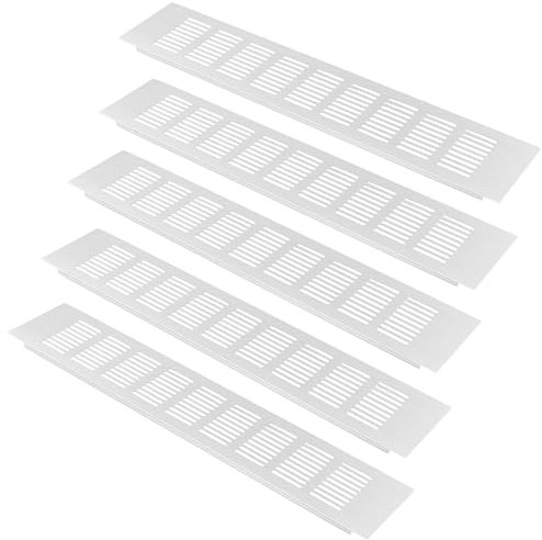 JIEHIN Lot de 5 Grilles d'Aération Rectangulaires en Aluminium pour Porte, 400 x 80 mm, Grilles de Ventilation Rectangulaires, Pour Réfrigérateur, Salle de Bain, Armoire