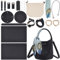 WADORN DIY Set Zur Herstellung Einer Beuteltasche Aus Kunstleder, Umhängetasche Bastelset Schultertasche Nähzubehör Für Damenhandtaschen Geburtstag Weihnachten Urlaub, Schwarz