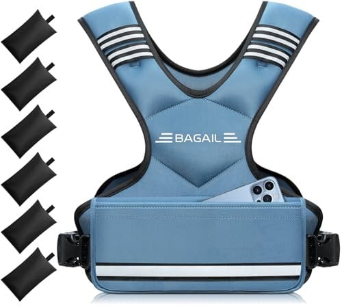 BAGAIL Adjustable Weighted Vest 4-10lb, Removable Iron Sand Bags, Adjustable Bust Size, Heavy Duty Fitness Vest for Man Woman, Ideal for Gym Workouts and Aerobic Exercises