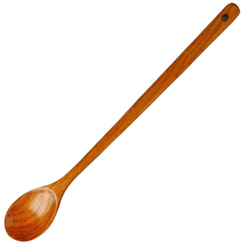 Jorzer Cuchara de Madera Larga de 50 cm Resistente al Calor con Mango Suave antiescaldaduras Utensilios de Cocina con Orificio para Colgar y Revolver.