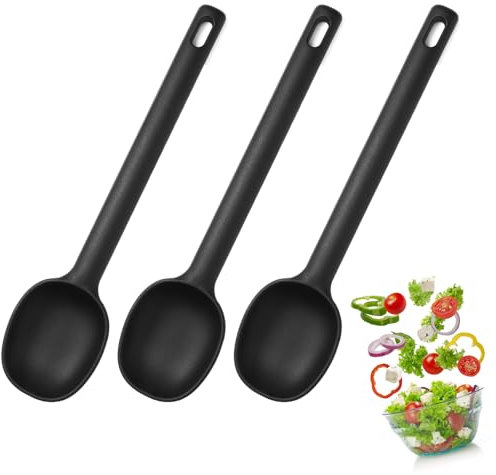 Riloventa 3 Pezzi Mestoli Cucina Silicone, Cucchiaio Silicone Cucina per Risotto, Mestolo Cucina Silicone, Cucchiai, Cucchiarella, Cucchiaioni in Silicone, per Cucinare, Cuocere, Mescolare e Servire