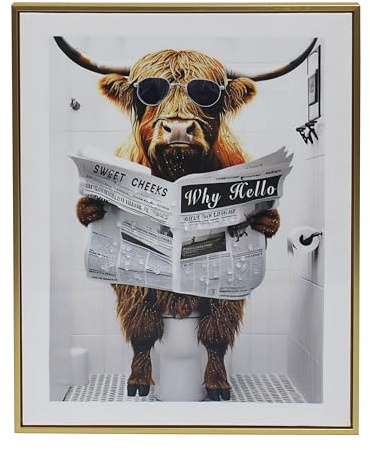 Lesser & Pavey Urban Art Highland Cow Loo Wall Art for Living Room Decor & Bedroom Walls | Stylish Canvas Wall Art for Home Decor & Wall Decor | Lovely Birthday Gifts for Women & Men