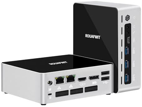 ROUAFWIT Mini PC Core Ultra 7 155U Per Ufficio, Ultrasottile, DDR5 32G RAM 512G SSD, 2x NVMe, 2x Realtek Gigabit LAN, Triplo Display 4K, Predisposto Per IA, Mini Computer Silenzioso per Aziende/Casa