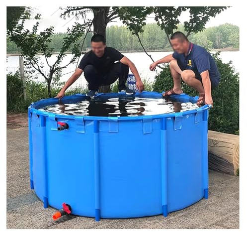 Bassins hors sol pour bassin à poissons en toile ronde épaississante piscine pliable en plastique dur pour culture Koi irrigation agricole (1539L/407GAL-1,4 x 1 m)