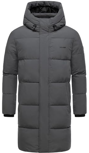 STONE HARBOUR Herren Steppmantel mit kuscheligem Fleece-Innenfutter warmer Wintermantel mit großer Kapuze Hadrieen XX S-3XL