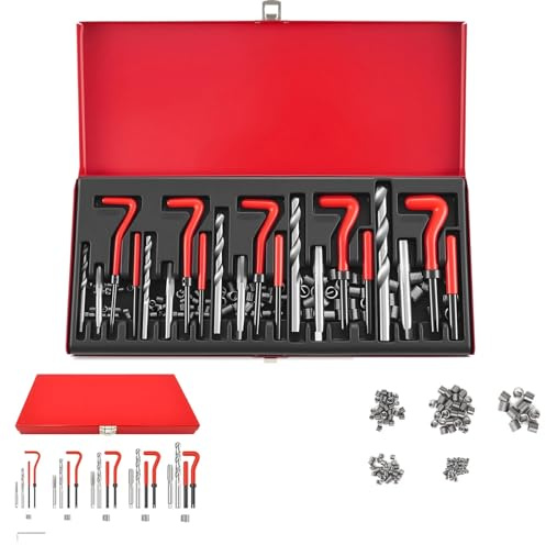 131pcs Thread Helicoil Repair Kit HSS Drill Thread Insert Repair Tool Sleeves Thread Repair Kit HSS Drill Helicoil Metric Set M5 M6 M8 M10 M12