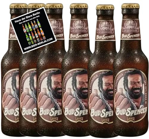 Bud Spencer Lager Bier, 4,8% Vol., 0,33 l, 6 Flaschen inkl. Bierdeckel Haus der Biere Berlin