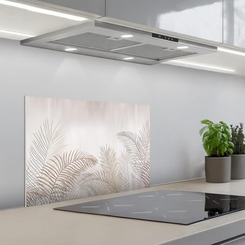 KitchenYeah© Rückwand Küche Rückwandschutz Selbstklebend Spritzschutz | 60x40 cm - Küchenrückwand Küchenfront Küchen Selbstklebende Küchenrückwände Blätter - Beige - Botanisch - Vintage