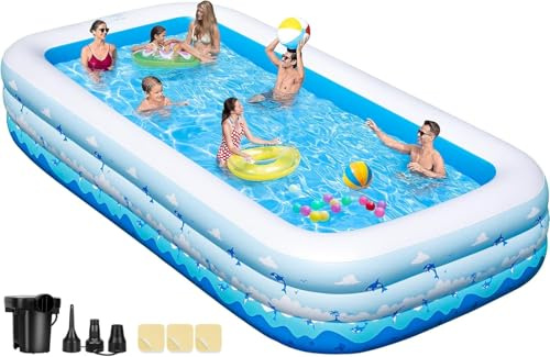 Piscina Gonfiabile di Grandi Dimensioni (165 X 76 X 22 Cm) per Adulti E Bambini – Facile da Montare, Piscina Portatile da Giardino con Pompa Inclusa,