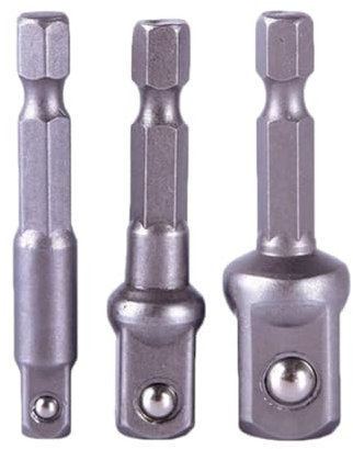 TrAdE Shop Traesio Set 3 BUSSOLE Inserto PROLUNGA per Trapano Avvitatore Attacco 1/2'' 1/4'' 3/8''