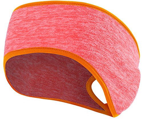 Damen Pferdeschwanz Stirnband Ohrwärmer Kopfwickel Yoga Haarband Laufen Schweißband (Orange)