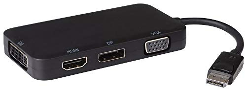 PremiumCord Adapter DisplayPort auf DP + HDMI + DVI + VGA, Video 4K @ 60Hz UHD 2160p (über DP), Full HD 1080p 60Hz, Länge: 20cm, schwarz