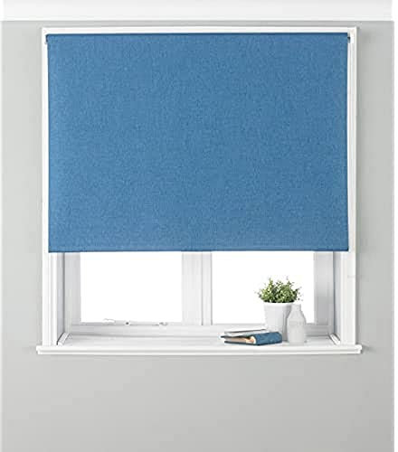 Riva Home Eclipse Blackout Roller Blind, Polyester, Denim, 24 x 64 (61 x 162cm )