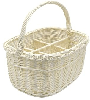 MyBer® Weidenkorb Flaschenkorb Tragekorb Korb aus Weide für 6 Flaschen weiß Vollweide K9-120-P