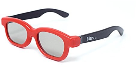Ultra 1 x Red and Black Childrens Passive 3D Glasses Kids for Use with all Passive TVs Cinema Projectors and RealD Films Movies Circular Polarised 3D Glasses Passive Kids Movies Cinema 3D Glasses