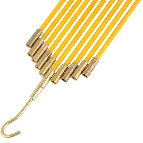 ASHATA Fiberglas läuft Elektrokabel ziehen Fish Tape Kit, 10pcs 4mm Fiberglas läuft Drahtkabel elektrische Fish Tape Pull & Push Kit mit 5