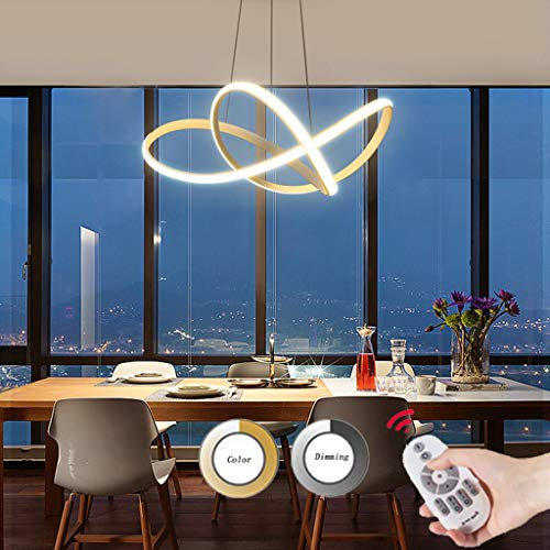 Pendelleuchte LED Deckenleuchten Kronleuchter Moderne Design Deckenlampe Hängelampe Metall Acryl Lampenschirm Höhenverstellbar Hängelampe für Wohnzimmer Esszimmer Lampe,Weiß,37W/50CM/Dimming