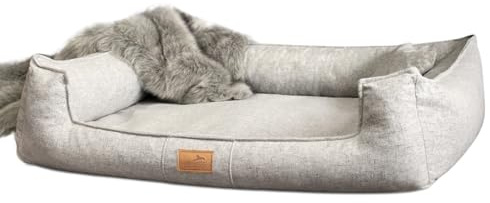 tierlando® Orthopädisches Hundebett Goofy Couture mit Matratzenschoner, waschbarer Bezug aus meliertem Möbelstoff, für mittlere bis sehr große Hunde Größe: 130x100cm | Farbe: 06 Grau