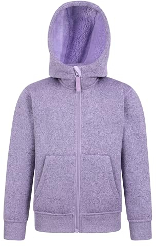 Mountain Warehouse Nevis Kids Hoodie - Full Zip Winter Top, Warm Hood, Ribbed Cuffs & Hem, 2 Front Pockets - Suitable For Boys & Girls Lilac Kids Size 9-10 Years