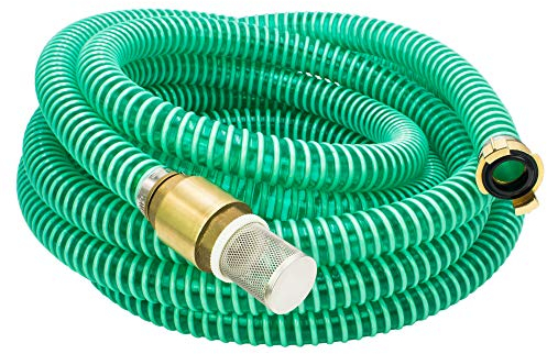 AWM Ansauggarnitur 1 Zoll (25 mm) Saugschlauch Sauggarnitur Saugschlauchgarnitur Pumpenschlauch (4 Meter, Grün/GEKA Messing)
