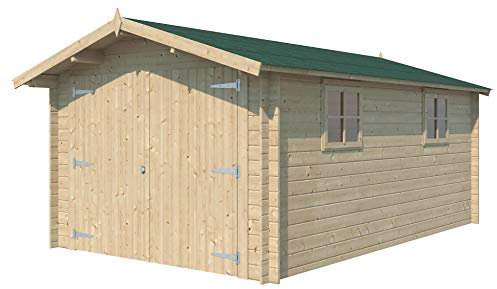 Garage en épicéa Massif Double Porte 16.16 m² avec gouttière