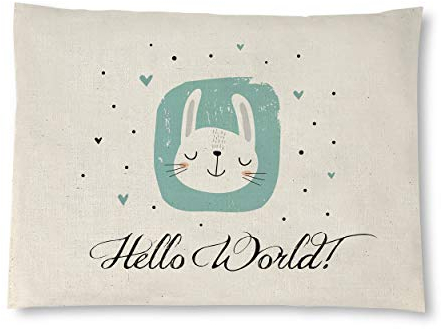 Reelax.me Kirschkernkissen, Körnerkissen für die Mikrowelle hello world – Geschenk zur Geburt für Jungen und Mädchen - Geschenkidee für werdende Eltern – Mitbringsel Baby-Shower-Party