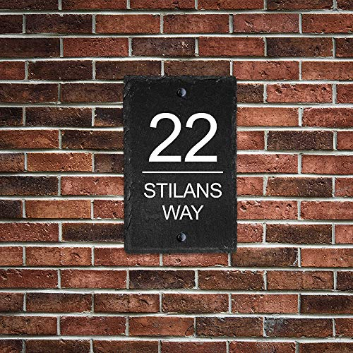 Personalised Slate House Number Natural Slate Door Sign House Gate Sign Plaque UV Printed Door Number Hand Finished in UK (15x10cm Rectangle Number)