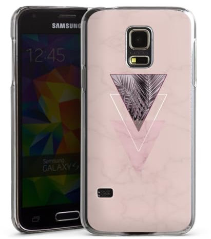 Hard Case kompatibel mit Samsung Galaxy S5 Mini Schutzhülle transparent Smartphone Handy Hülle Dreiecke pink Palme